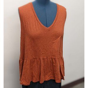 Loft Plus Vintage Soft Orange Peplum Deep V Top